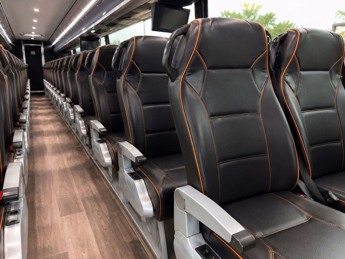 56 passenger charter bus inside